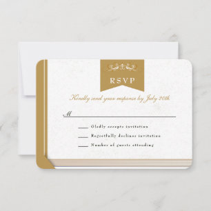 Vintage Gold Book Cover Theme Wedding RSVP Card