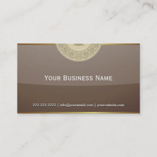 Vintage Gold Border Brown Glass Business Card