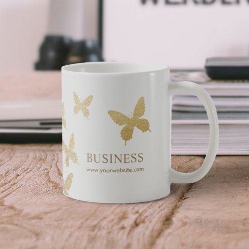 Vintage Gold Butterflies Elegant Business Coffee Mug