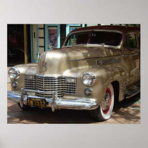 VINTAGE GOLD CADILLAC POSTER
