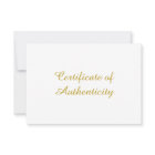 Vintage Gold Certificate of Authenticity for Art