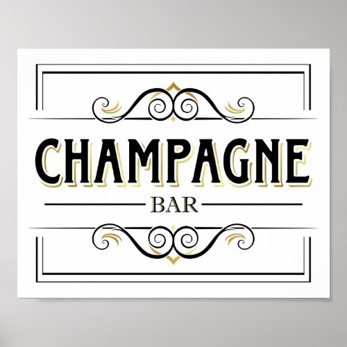 Vintage Gold CHAMPAGNE BAR Sign Print
