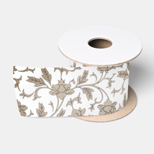 Vintage Gold Chinoiserie Floral Ribbon (Spool)