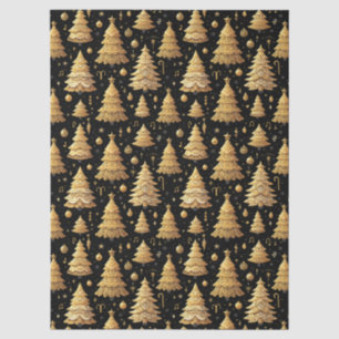 Vintage Gold Christmas Trees Decoupage Tissue Paper