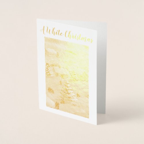 Vintage Gold Christmas Winter Wonderland Snow Foil Card