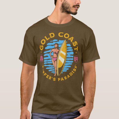 Vintage Gold Coast Australia Surfers Paradise Retr T_Shirt