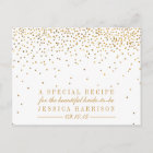 Vintage Gold Confetti Bridal Shower Recipe Cards