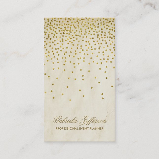 Vintage Gold Confetti Elegant Business Card (Front)