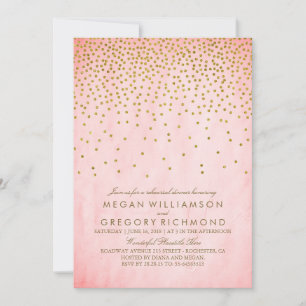 Vintage Gold Confetti Pink Rehearsal Dinner Invitation