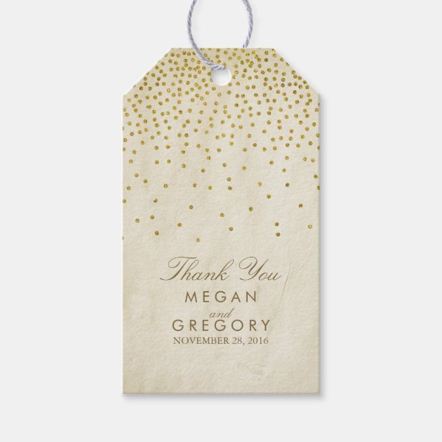 Vintage Gold Confetti Wedding Gift Tags