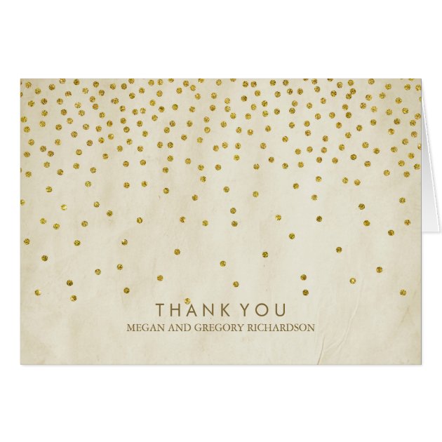 Vintage Gold Confetti Wedding Thank You Card