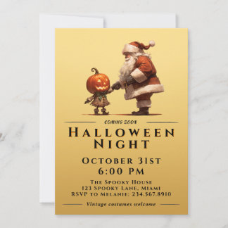 Vintage Gold Creepmas Santa & Jack Invitation