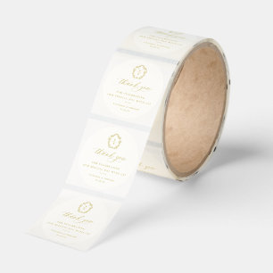 Vintage Gold Crest Monogram Wedding Thank You Classic Round Sticker