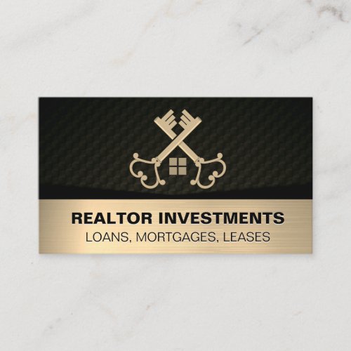 Vintage Gold Crossed Keys  Real Estate Business Card