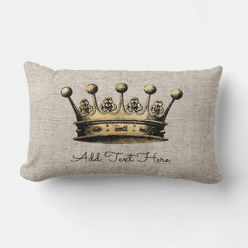 Vintage Gold Crown Custom Text Home Decor Lumbar Pillow