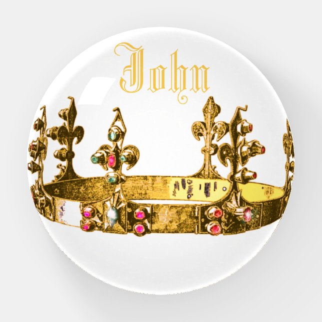 Vintage Gold Crown Desk Personalized Paperweight (Front)
