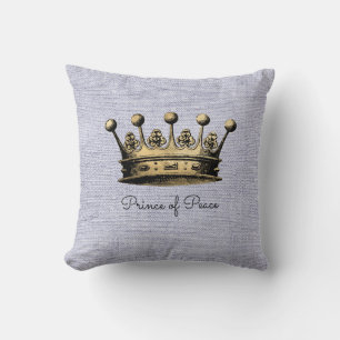 Vintage Gold Crown Lavender Prince of Peace Decor Throw Pillow