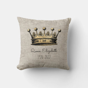 Vintage Gold Crown Memorial Keepsake Custom Text Throw Pillow