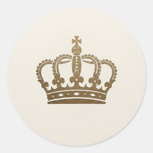 Vintage Gold Crown Round Sticker