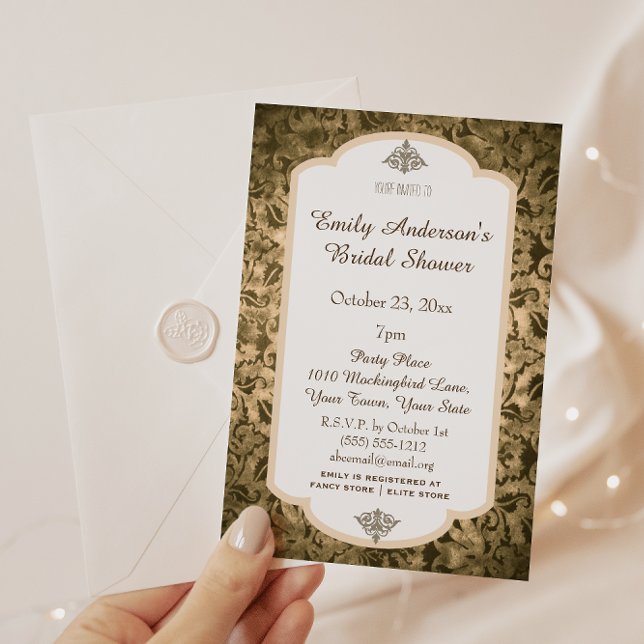 Vintage Gold Damask Bridal Shower Invitation (Creator Uploaded)