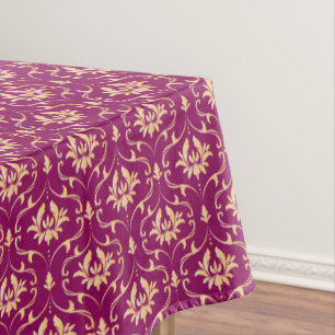 Vintage Gold Damask on Royal Plum Tablecloth