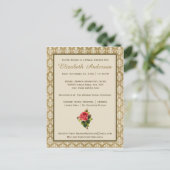 Vintage Gold Damask Pink Rose Bridal Shower Invitation Postcard (Standing Front)