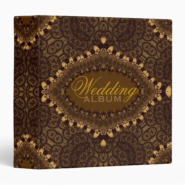 Vintage Gold Dark Gothic Lace Wedding Album Binder (Front/Spine)