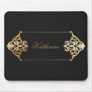 vintage gold decorative ornament monogram mouse pad