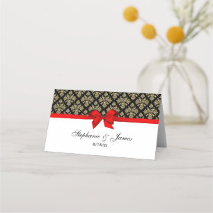 Vintage Gold DIY Damask DIY Bow Color Escort Card