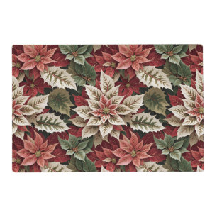 Vintage Gold-Dusted Christmas Floral Placemat