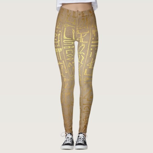 Vintage Gold Egyptian Hieroglyphics Leggings