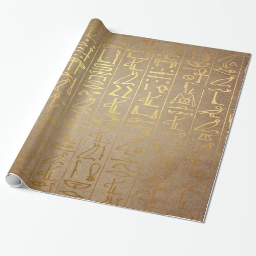 Vintage Gold Egyptian Hieroglyphics Paper Print