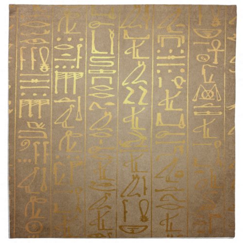 Vintage Gold Egyptian Hieroglyphics Paper Print Cloth Napkin