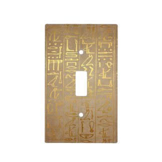 Vintage Gold Egyptian Hieroglyphics Paper Print Light Switch Cover