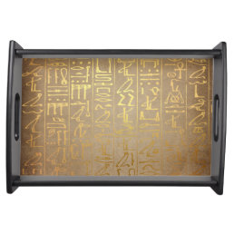 Vintage Gold Egyptian Hieroglyphics Paper Print Serving Tray