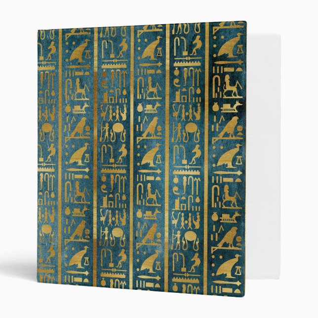 Vintage Gold Egyptian Paper Print 3 Ring Binder (Front/Inside)