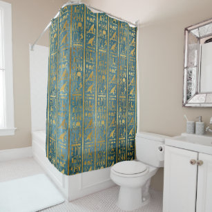 Vintage Gold Egyptian Paper Print Shower Curtain