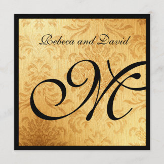 Vintage Gold Elegant Monogram Wedding Invites