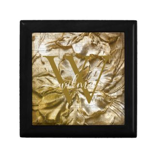Vintage Gold Embossed Floral Glitter Monogrammed