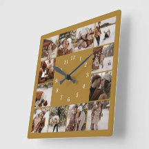 Vintage Gold Family 12 Photo Collage Keepsake