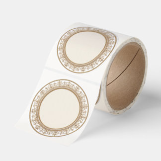 Vintage Gold Filigree Round Border Sticker Templat