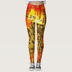 Vintage Gold Fire Abstract Leggings