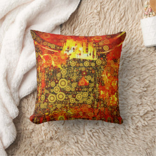 Vintage Gold Fire Abstract  Throw Pillow