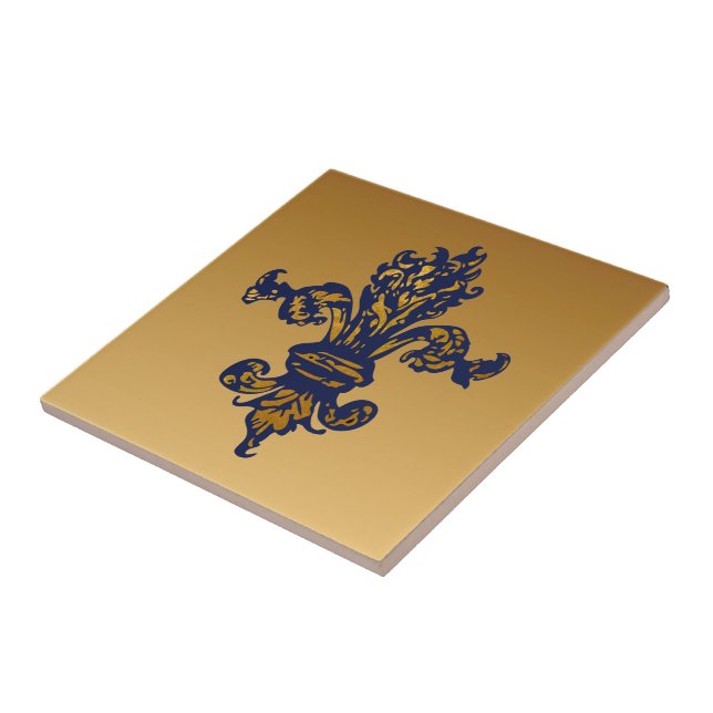 Vintage Gold Fleur de lis Ceramic Tile (Side)