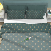 Vintage gold fleur de lis pattern royal green chic