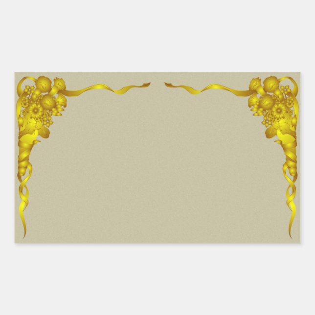 Vintage Gold Floral Border Label Sticker (Front)