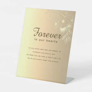Vintage Gold Floral Faux Gold Wedding Memorial Pedestal Sign