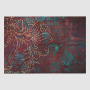 Vintage Gold Floral Grunge Damask Tissue Paper