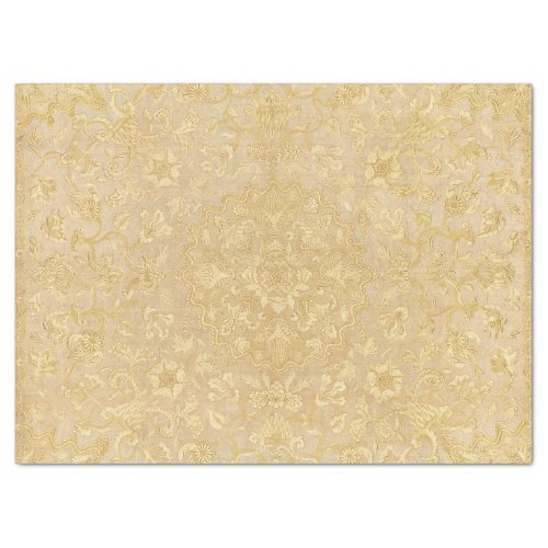 Vintage Gold Floral Medallion Decoupage Ornate Tissue Paper