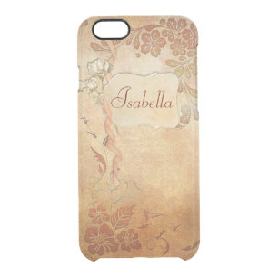 Vintage Gold Floral Personalized Clear iPhone 6/6S Case